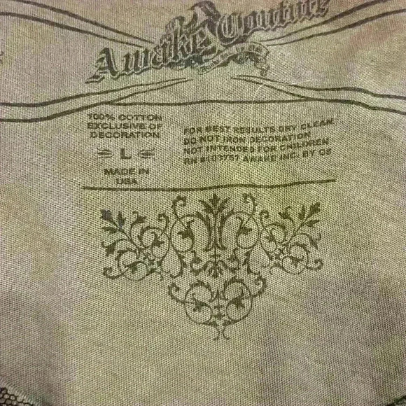 Awake Couture Green Beaded Embellished Blouse Top Size Large Short Sleeve Pocket - Picture 7 of 7